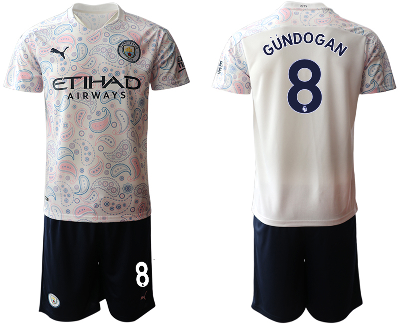 Men 2020-2021 club Manchester City away #8 white Soccer Jerseys